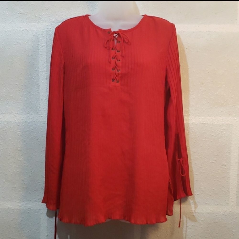 Milano Red Long Sleeve Blouse